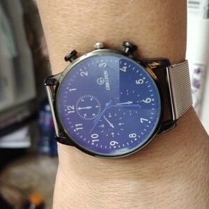 Geridun Blue Dial Watch with Silver Band